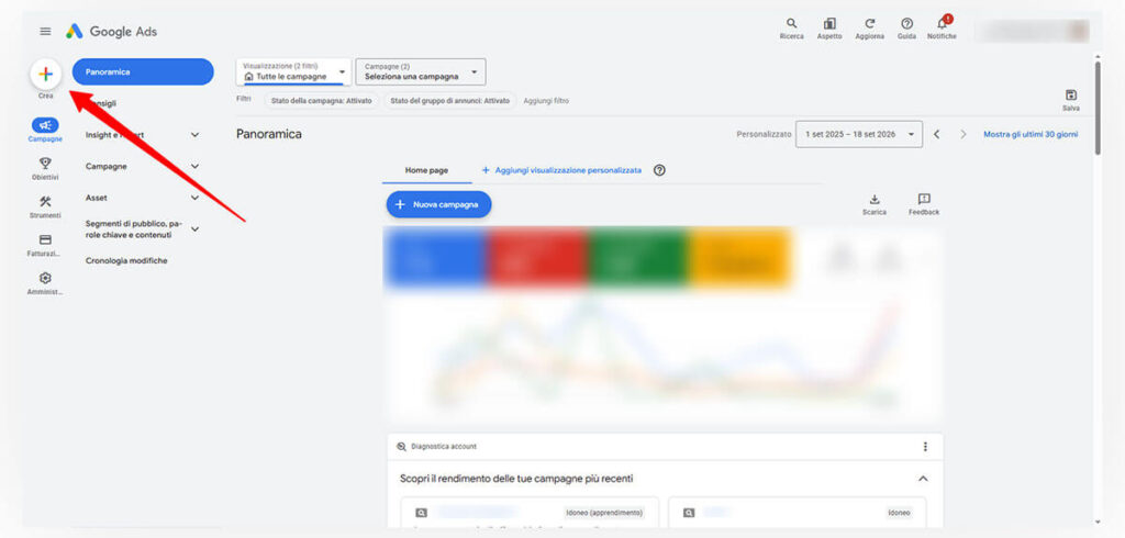 Screenshot 1 - crea la tua campagna Ads