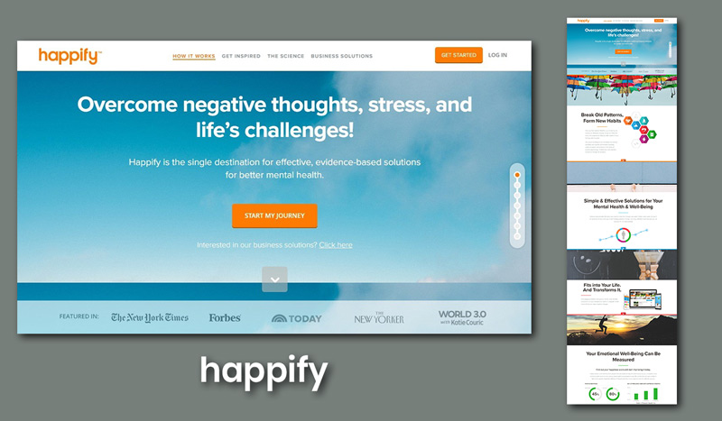 Happyfy, screenshoot home page