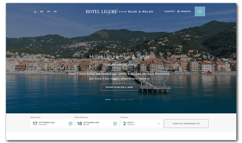 siti belli e semplici (esempio 7) sito internet Hotel Ligure
