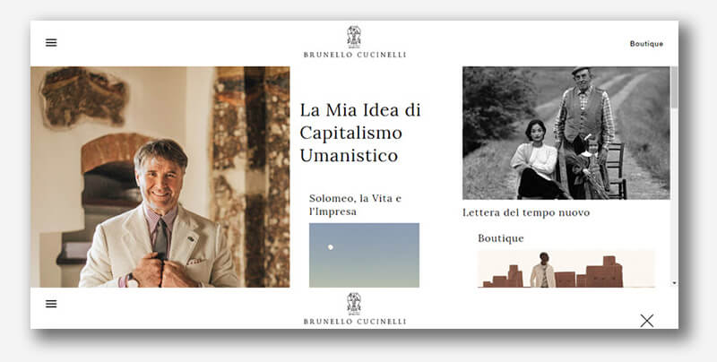 siti web belli e semplici (esempio 4) home page Brunello Cucinelli