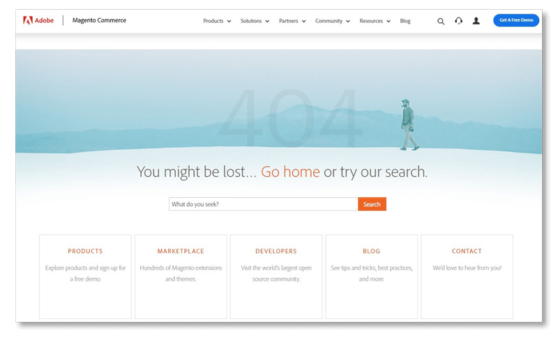 Pagina errore 404 di adobe
