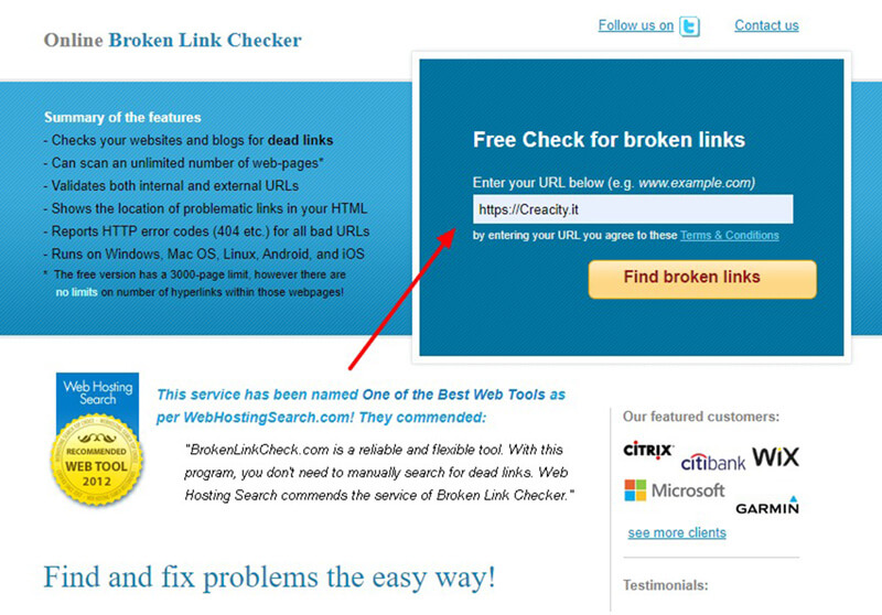 Come correggere l'errore 404: Broken-Link-Checker-Online-Dead-Link-Checking-Tool-screenshot