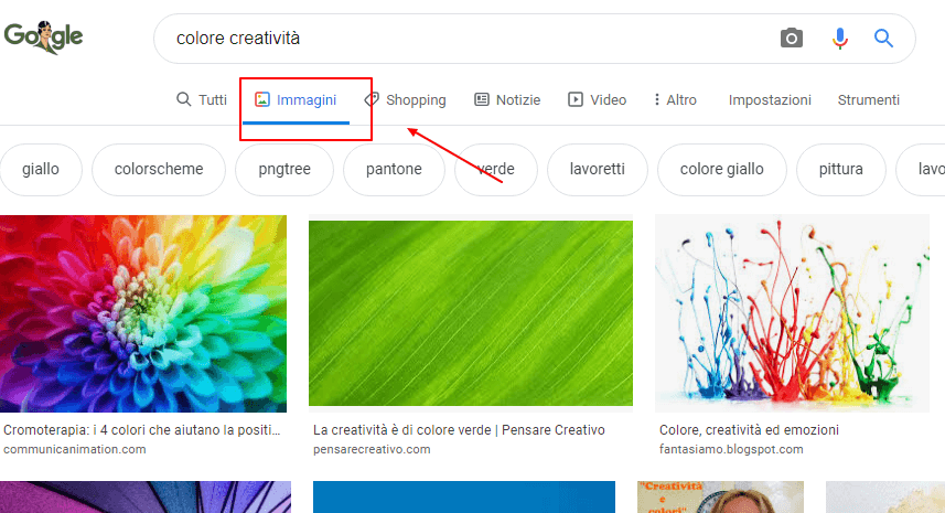 ricerca immagini Google esempio (screenshot) 