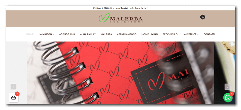 Esempio 9 sito eCommerce WordPress: Malerba