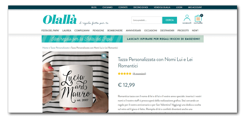 Ollalà, sito ecommerce italiano WordPress (esempio)