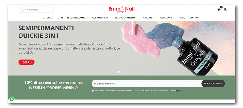 Esempio 30: sito ecommerce italiano WordPress Emmi Nail 