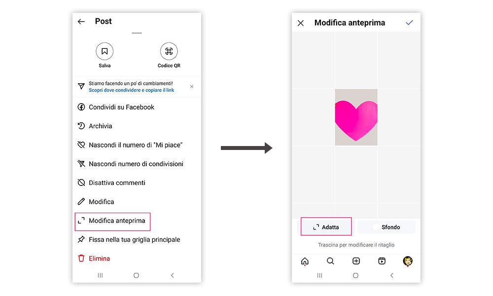 Come modificare la griglia di Instagram e adattare le anteprime riposizionando l'immagine screenshot-esempio 